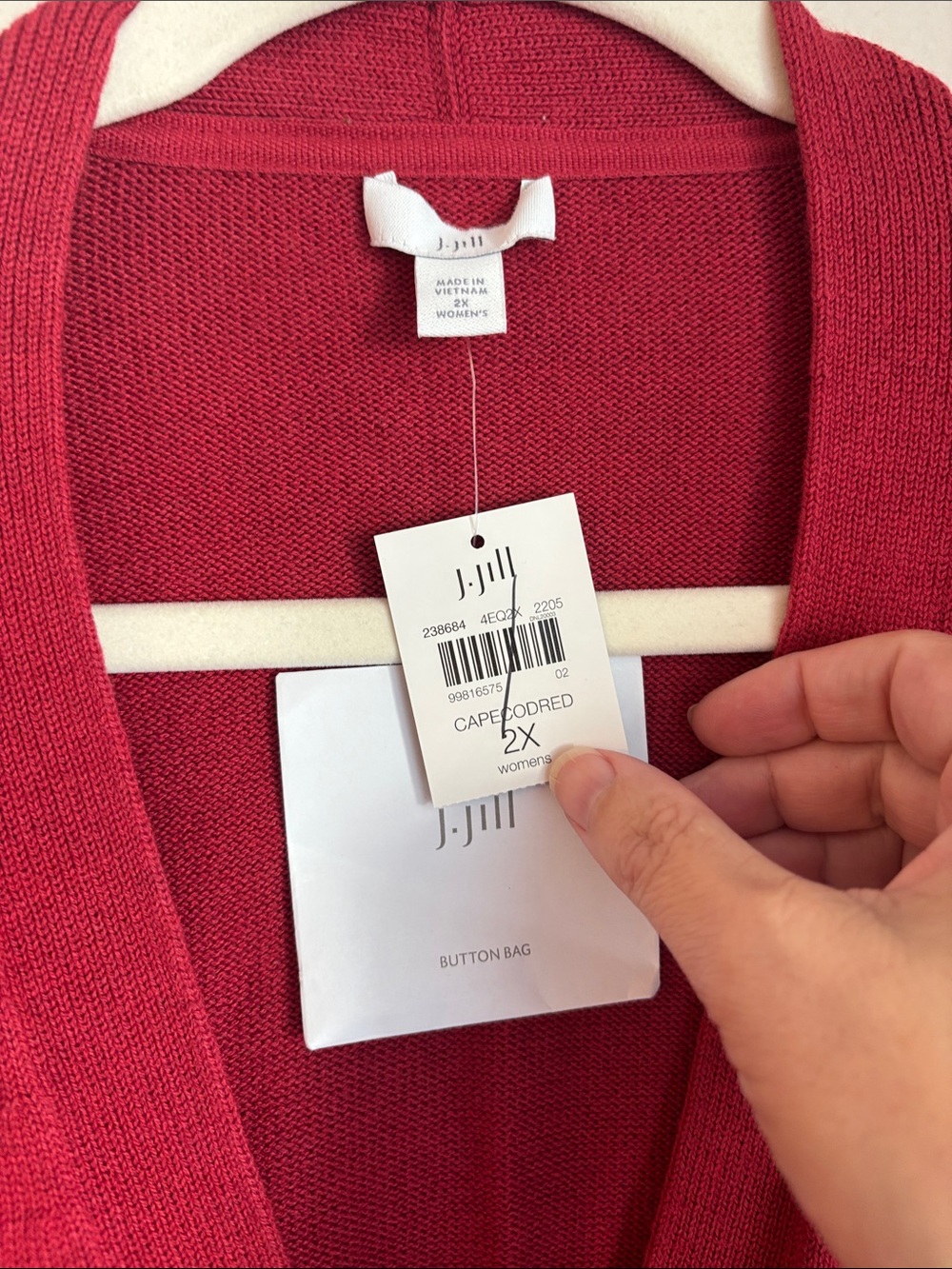 J. Jill women Crimson-Red Button front Cardigan short sleeve sweater Pockets 2XL - Picture 4 of 10